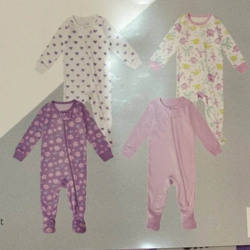 Baby Girls 4-Pack Sleep & Play Footies, size 3 mos